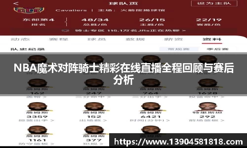 NBA魔术对阵骑士精彩在线直播全程回顾与赛后分析