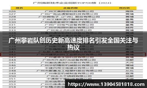 广州攀岩队创历史新高速度排名引发全国关注与热议