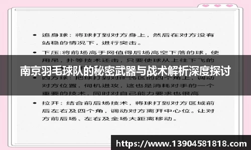 南京羽毛球队的秘密武器与战术解析深度探讨